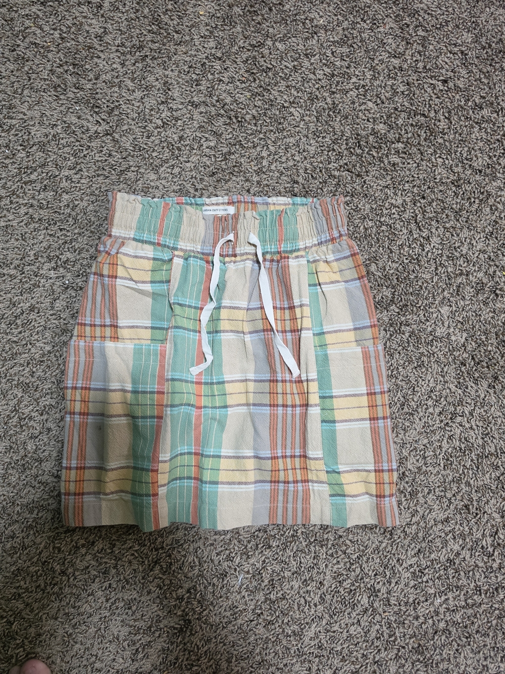 Urban Outfitters Pastel Plaid Mini Skirt in Green, Yellow & Peach